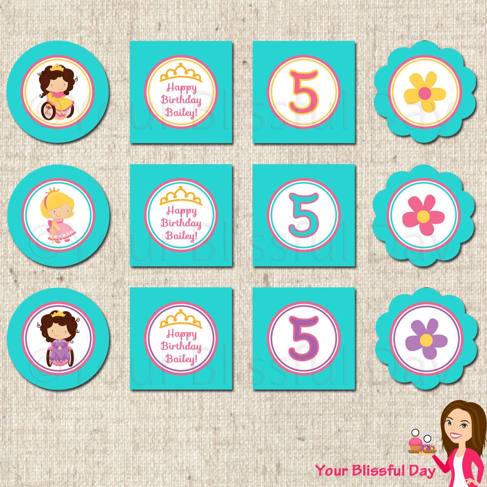 PRINTABLE Princess Just Like Me Party Circles (Character of your choice) Il_570xn