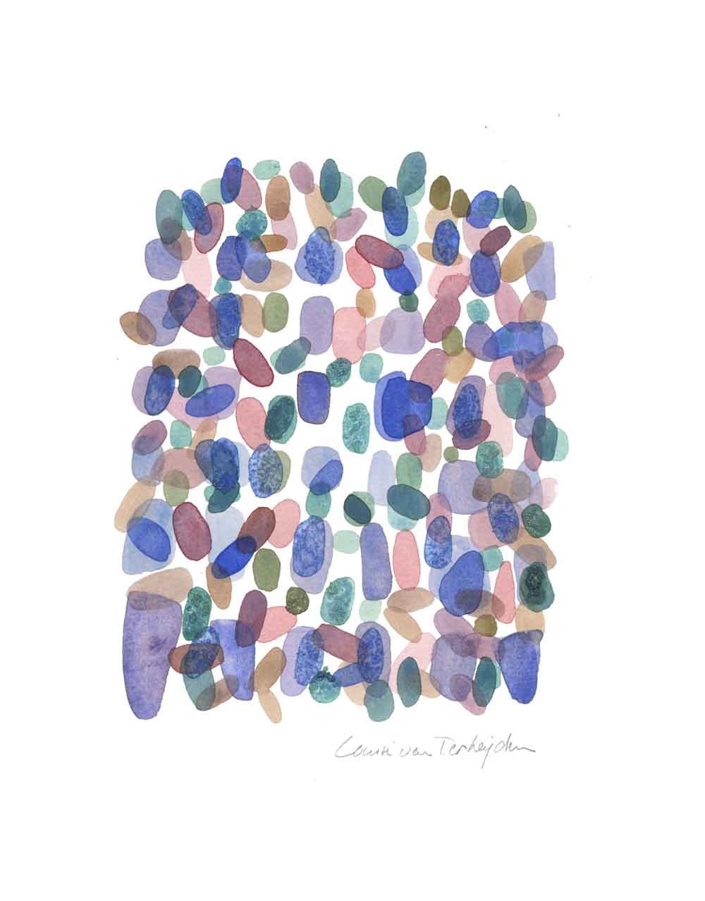Purple rain Watercolor painting Modern abstract painting contemporary home decor colorful dots