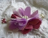 Flower comb, Satin and Lace Flower Comb in  lilac and dusky purple, Bridesmaids giftBridesmaids accessories