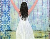 Mixed Media Painting - Print Mounted on Wood - Captivated