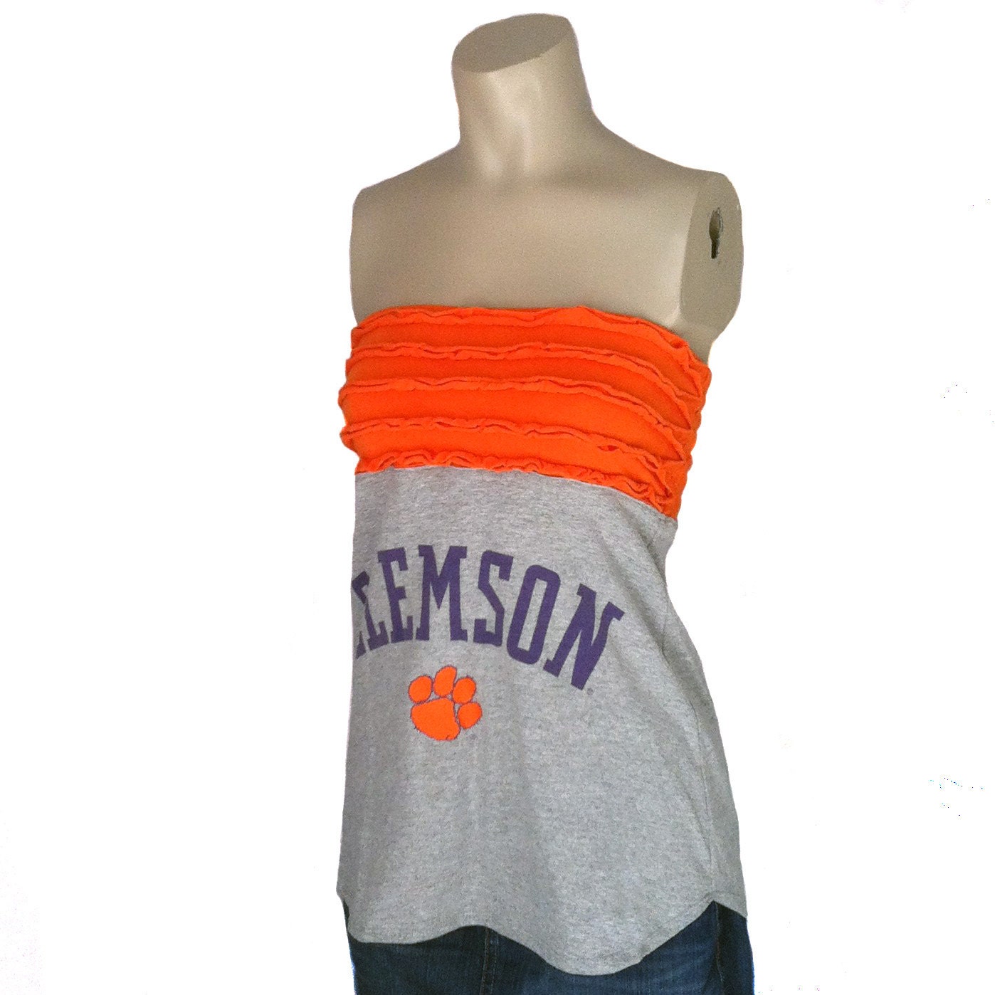 One of a Kind Gameday Shirt made w/ Clemson Tshirt - Small Free Shipping