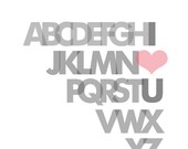 Customizable - ABC- I LOVE YOU 8x10 Print- You choose the colors - Modern nursery art - wedding - back to school