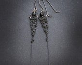 cleo's silver crochet & onix earrings