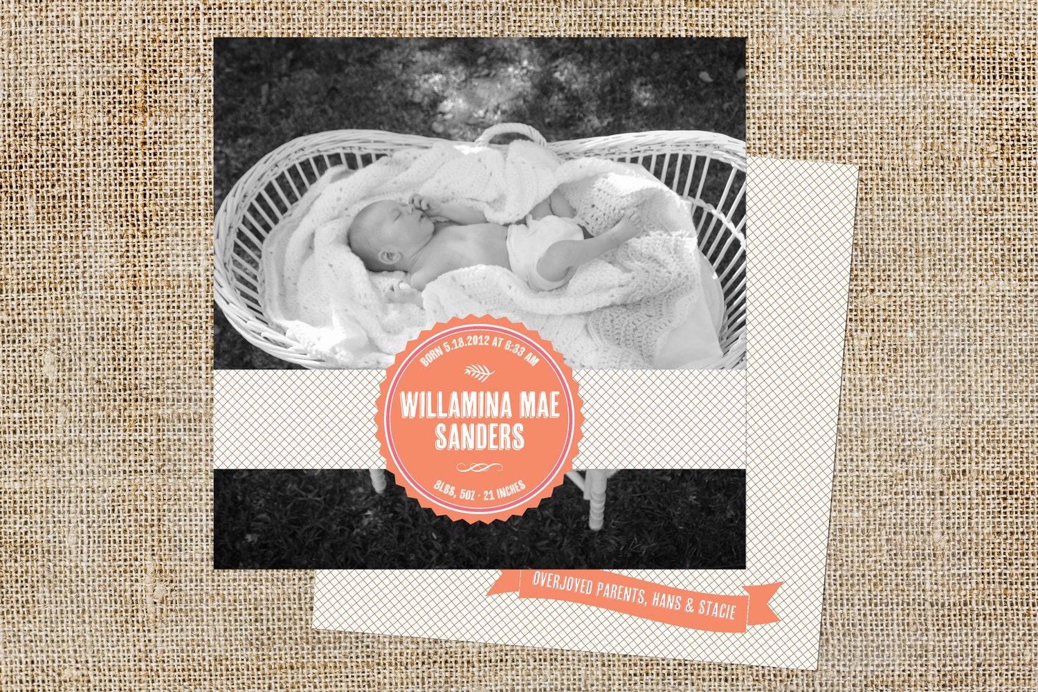 Trellis Baby Announcement Design