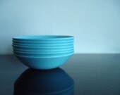 Blue Melmac Bowls Vintage 1960s Blue Marcrest Melmac Melamine Bowls Set of Seven Mid Century Modern Plastic Sauce Bowls Housewares