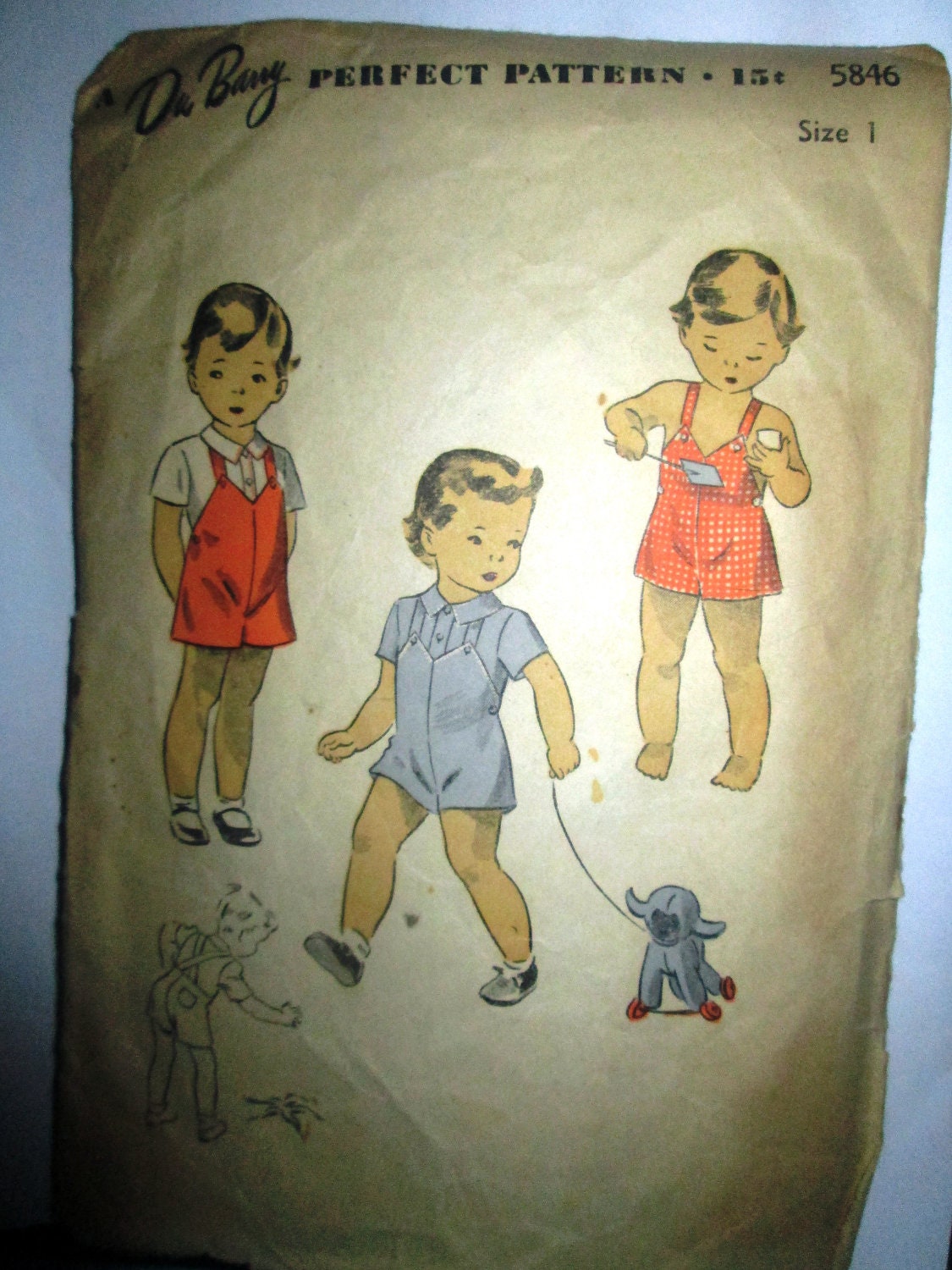DuBarry 5846 Boys Playsuit Jumpsuit Blouse Shirt 1940s Pattern