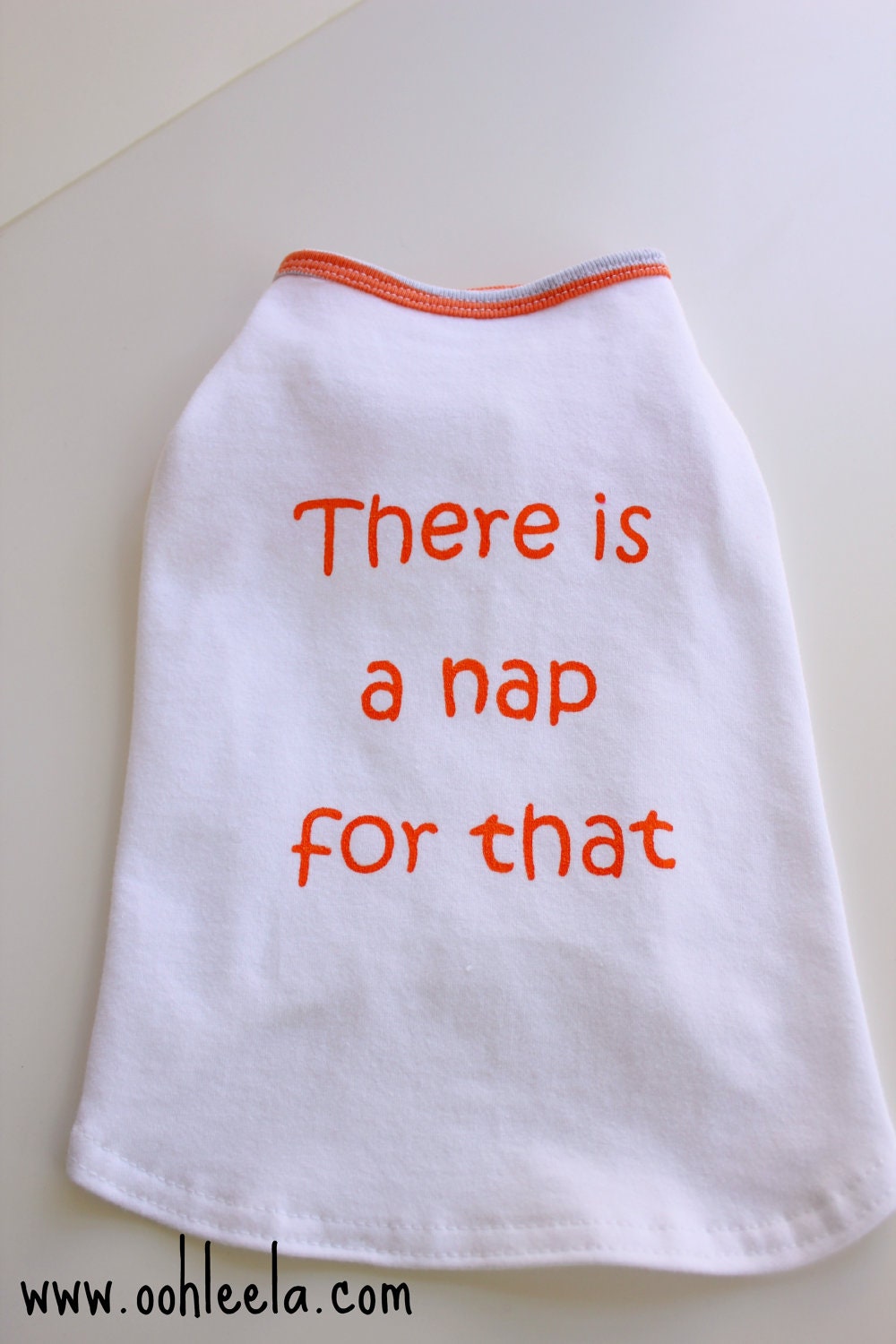 Orange and white dog tank top There is a nap for that - made in the USA by Ooh Leela - LARGE - OohLeelaPets