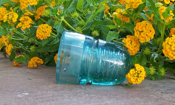 Vintage Glass Insulator Aqua Blue Brookfield