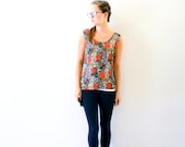 Vintage floral animal print tank top