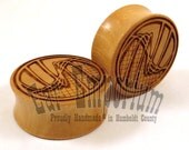 Sine Wave Olivewood Plugs (20.5mm) 7/8" (22mm) 1" (25.5mm) 1 1/8" (28mm) (30mm) 1 1/4" (32mm) 1 1/2" (38mm) 1 3/4" (44mm) Wood Ear Gauges