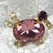 Vintage Rhinestone Brooch / Pin, Figural Duck, Purple Amethyst Pink Glass Crystals, Designer AUSTRIA, 1950s 1960s Mad Men, Novelty Jewelry