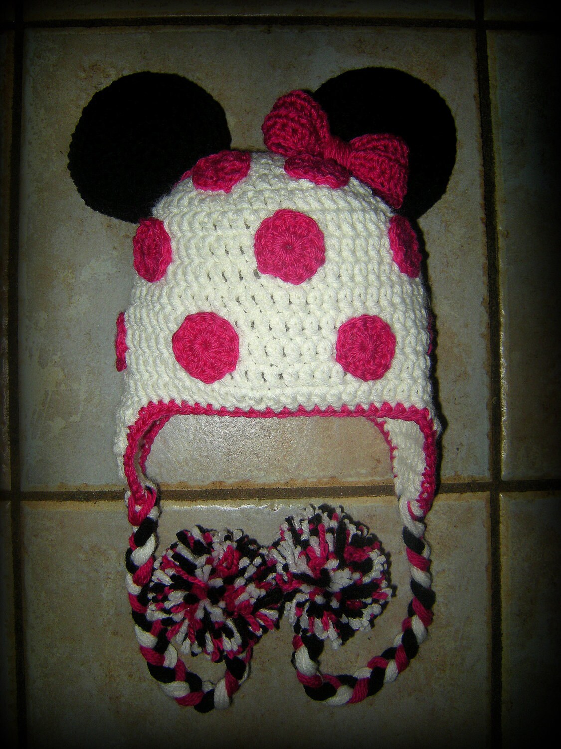 Items similar to Girl, Pink Minnie Mouse Hat, Crochet Hats, Baby Girl