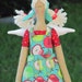Lovely fabric doll- handmade cloth doll, art doll - blonde in blue green red apple clothing,stuffed doll Angel doll-gift for girls and mom