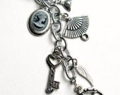 Accessories Silver Charm Keychain - Victorian-inspired keyring with assorted charms - Bridesmaid Gift