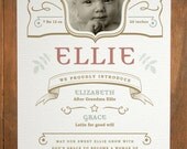 Birth Announcement - A9 size (Baby Girl - "Regal West") - Set of 25 - Modern, Western