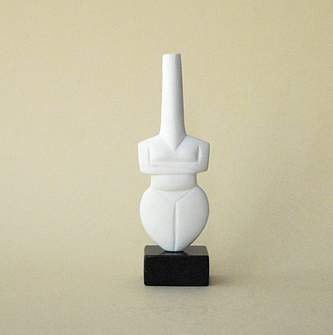 Greek Abstract Figurine in White Marble