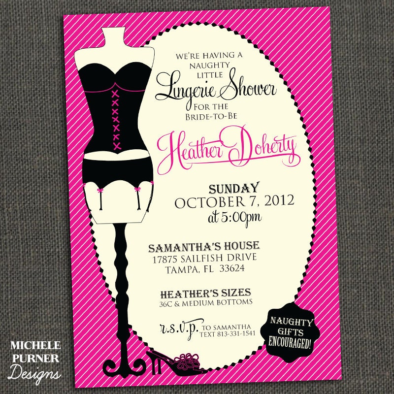 Lingerie Shower or Bachelorette Party Invitation - Printable or Printed for you