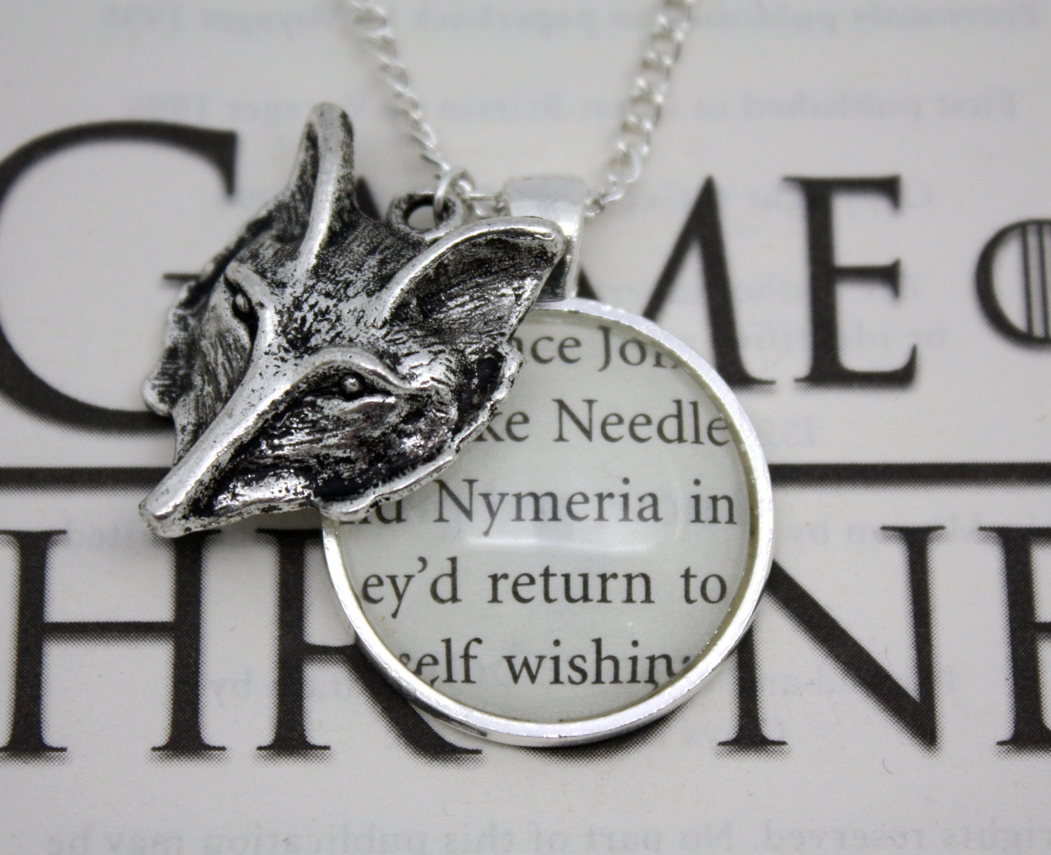 Game of Thrones Direwolf Necklace with Choice of Direwolf Name