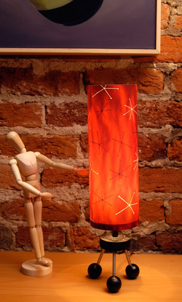 Galaxy Satellite Lamp -- textured pattern, a homage to the mid-century designers, to the Eames, the Days, and to Telstar