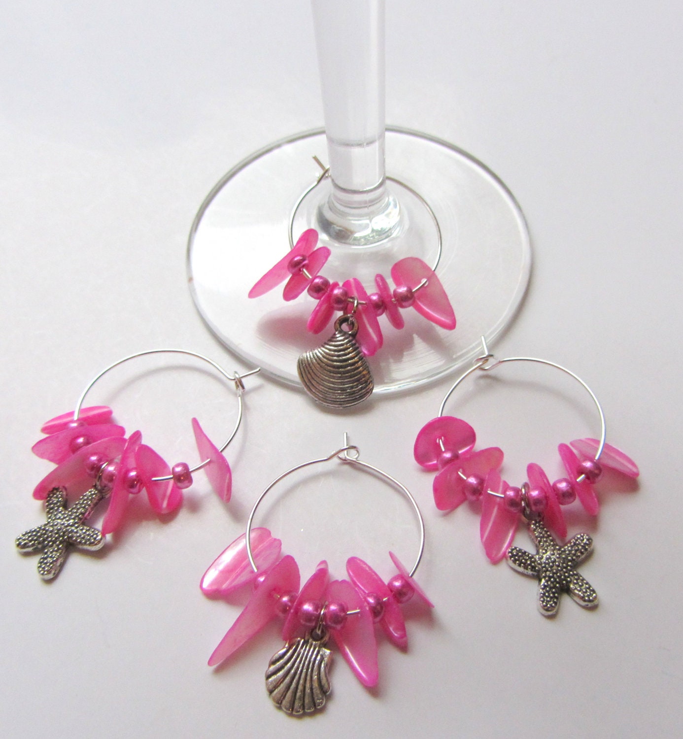 Coastal Decor Pink Wine Charms