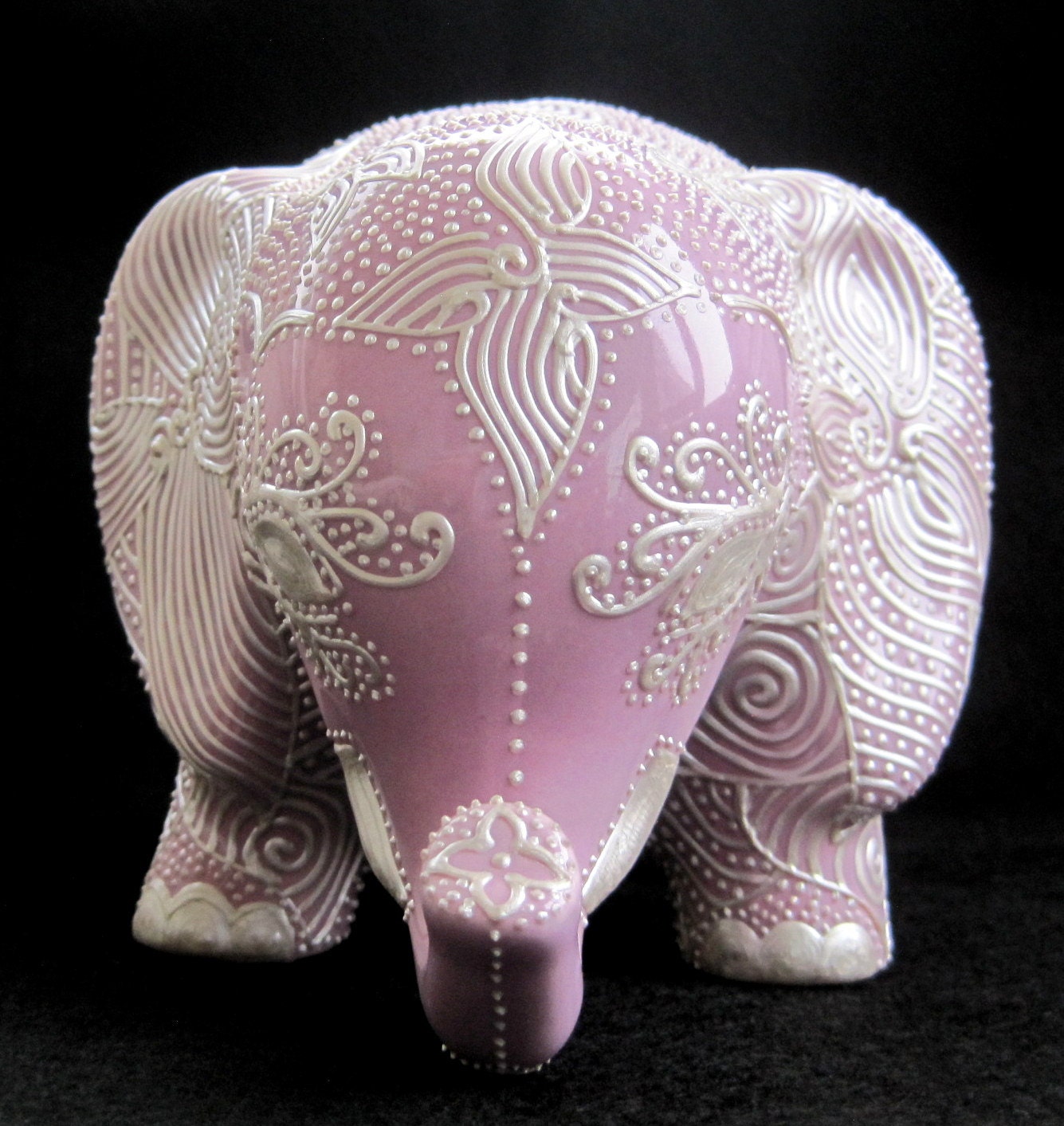 Ceramic Elephant Embossed Pearl Design on by StephanieCeramics