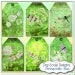 Digital Collage Sheet: Dragonflies & Dandelions  Green Tags for Jewelry Holders, Printable Backgrounds for Scrapbooking, Instand Download