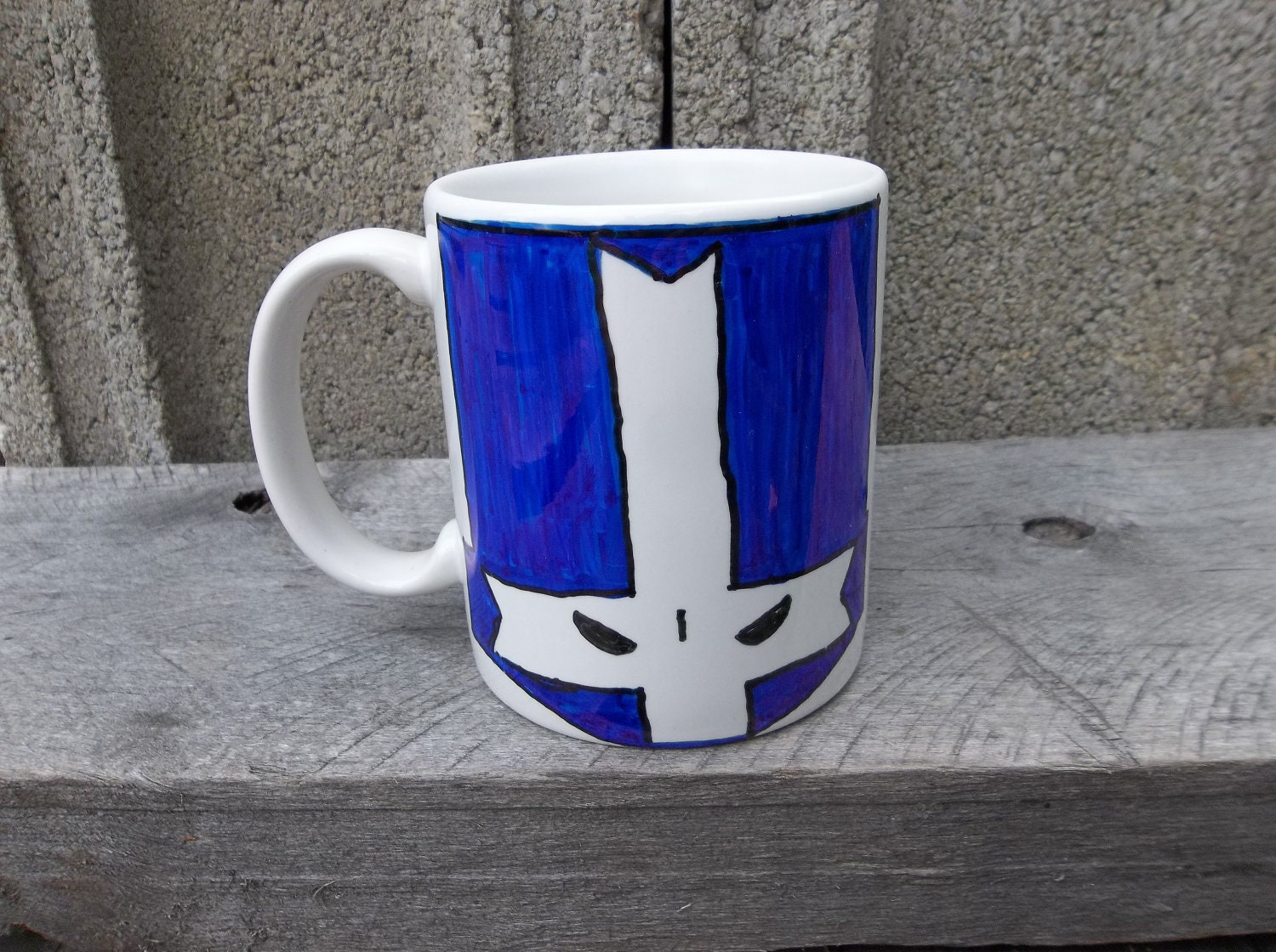 Castle Crashers Hand-Drawn Ceramic Mug, Blue Knight: 1st in a Series of 8