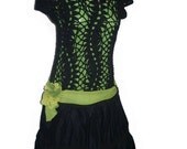Crochet Dress, Black Dress, Cotton Dress, Fall Winter Fashion, Boho Dress, Women Dress, Gift for Her, Black Green White, OOAK