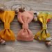 Woodland Hair Bow Clip - Blush Pink Flannel Mustard Yellow Corduroy Olive Green - Made in France Barrette - Large Vintage Fabric Bow Tie