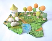waldorf wool felted playscape playmat medium size ecofrendly green