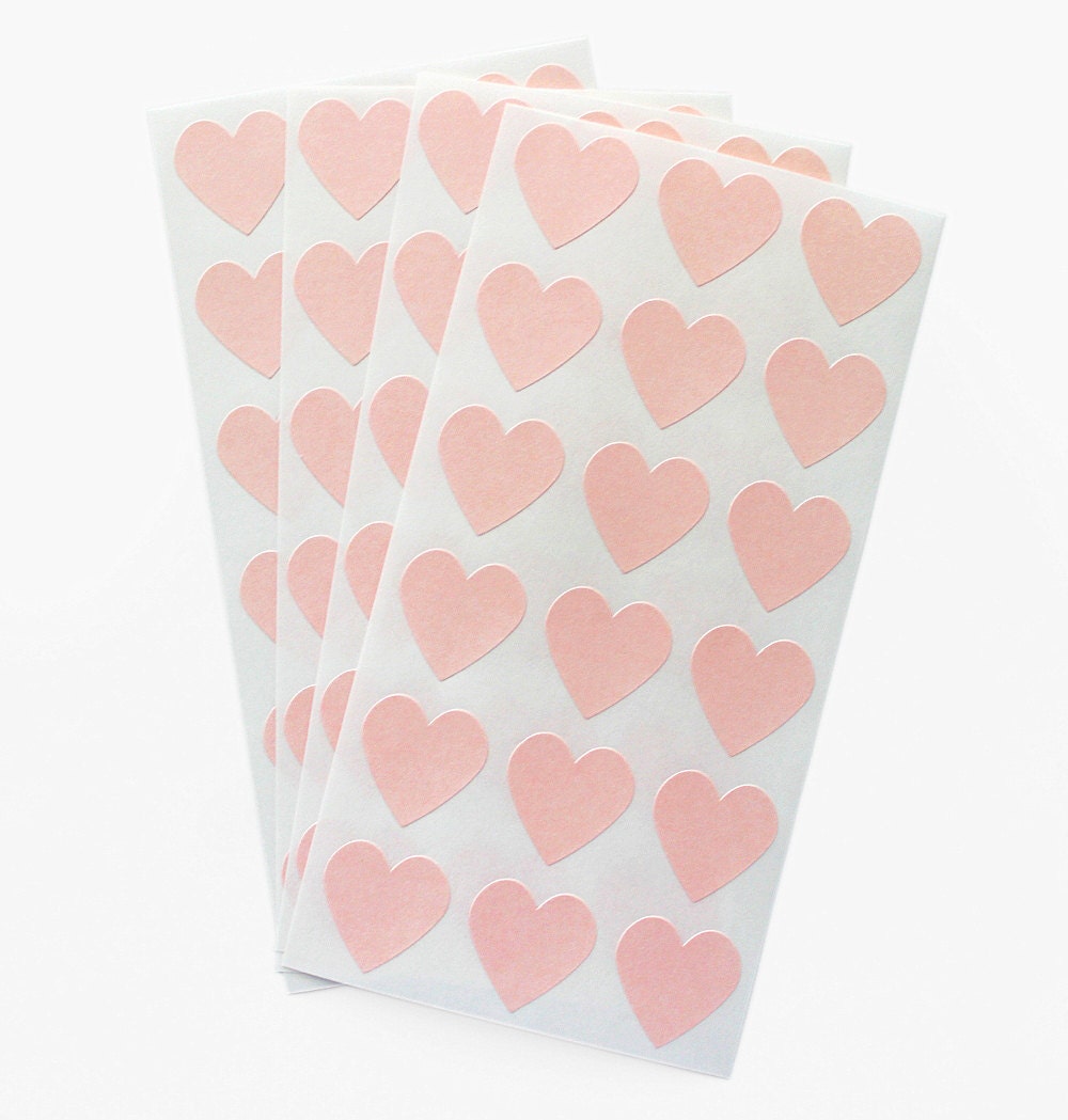 Pastel pink heart sticker seals - set of 54 - WashiTapeLove Pastel pink heart sticker seals - set of 54 - WashiTapeLove
