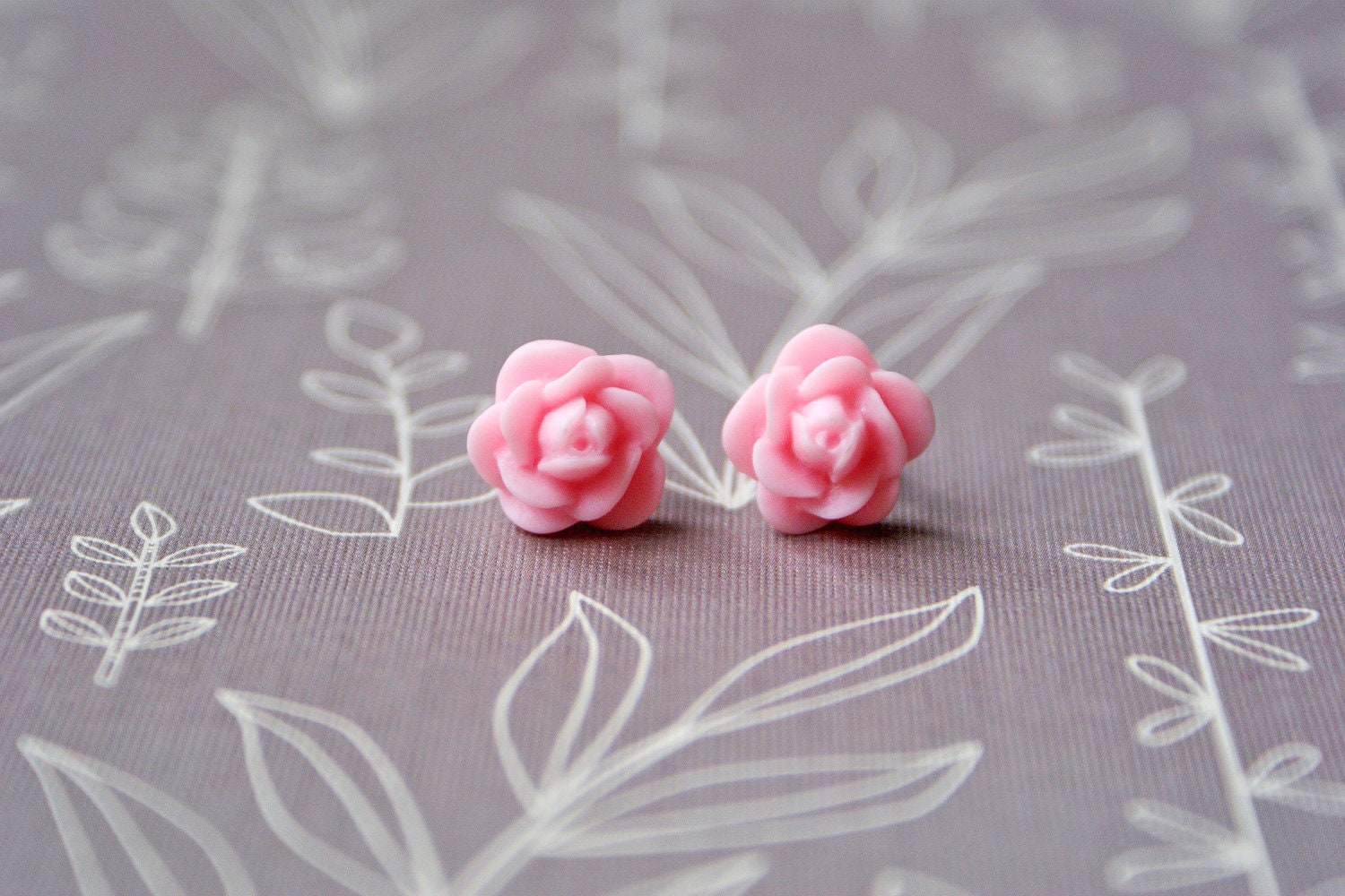 Pink Floral Earrings Rose Cabochons