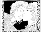 Orpheus and Eurydice - Greek mythology pen and ink drawing / illustration - 8.5 x11 archival art print