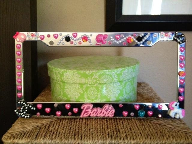 Pink Barbie Kawaii License Plate Frame by MySparklyRainbow on Etsy