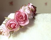 Claire - Roses Flower Crown / Floral Wreath / Hairpiece - Wedding, Engagement, Nature Inspired, Fairy, Romantic, Pink, Vintage Style