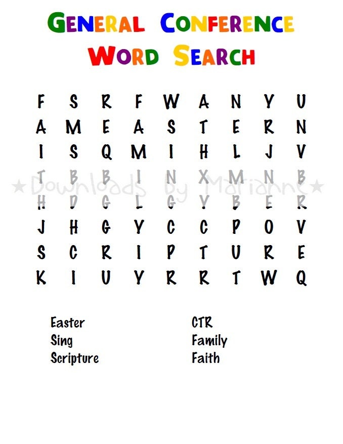 Items Similar To General Conference Word Search 5 Pages On Etsy