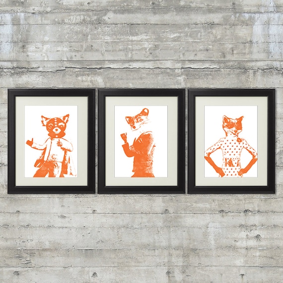 Fantastic Mr. Fox Family Nursery Art 8x10 Playroom Printable Art set of 3 with Mrs. Fox and Ash