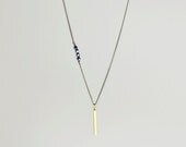 Linea - brass bar long antique brass necklace - minimal modern jewelry - edor