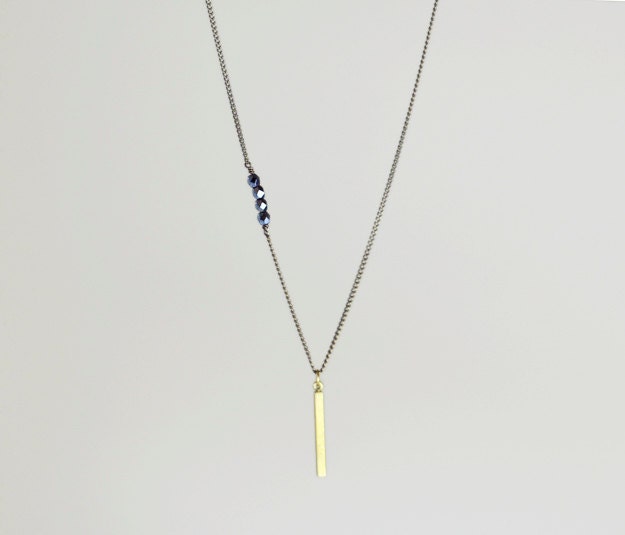 Linea - brass bar long antique brass necklace - minimal modern jewelry - edor