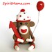 Sock Monkey Birthday Cake Topper w Balloon & Number / 3.5 inch