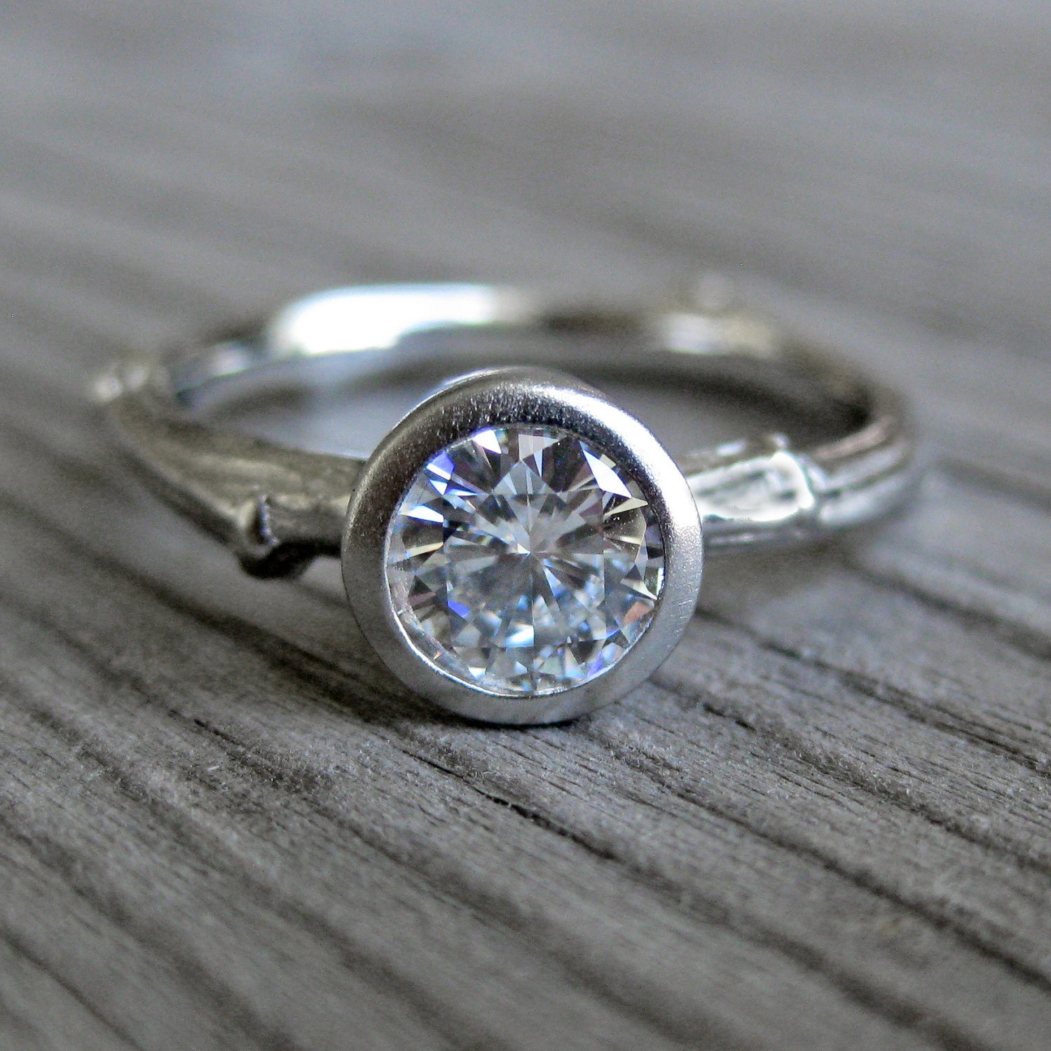 Diamond Twig Engagement Ring in Recycled Gold, Half Carat