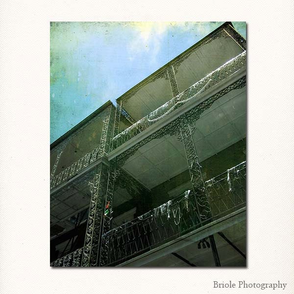 New Orleans 8"x10" French Quarter Photograph. Architecture Mardi Gras. Wrought Iron Black Balcony. IN STOCK, Ready to Ship.