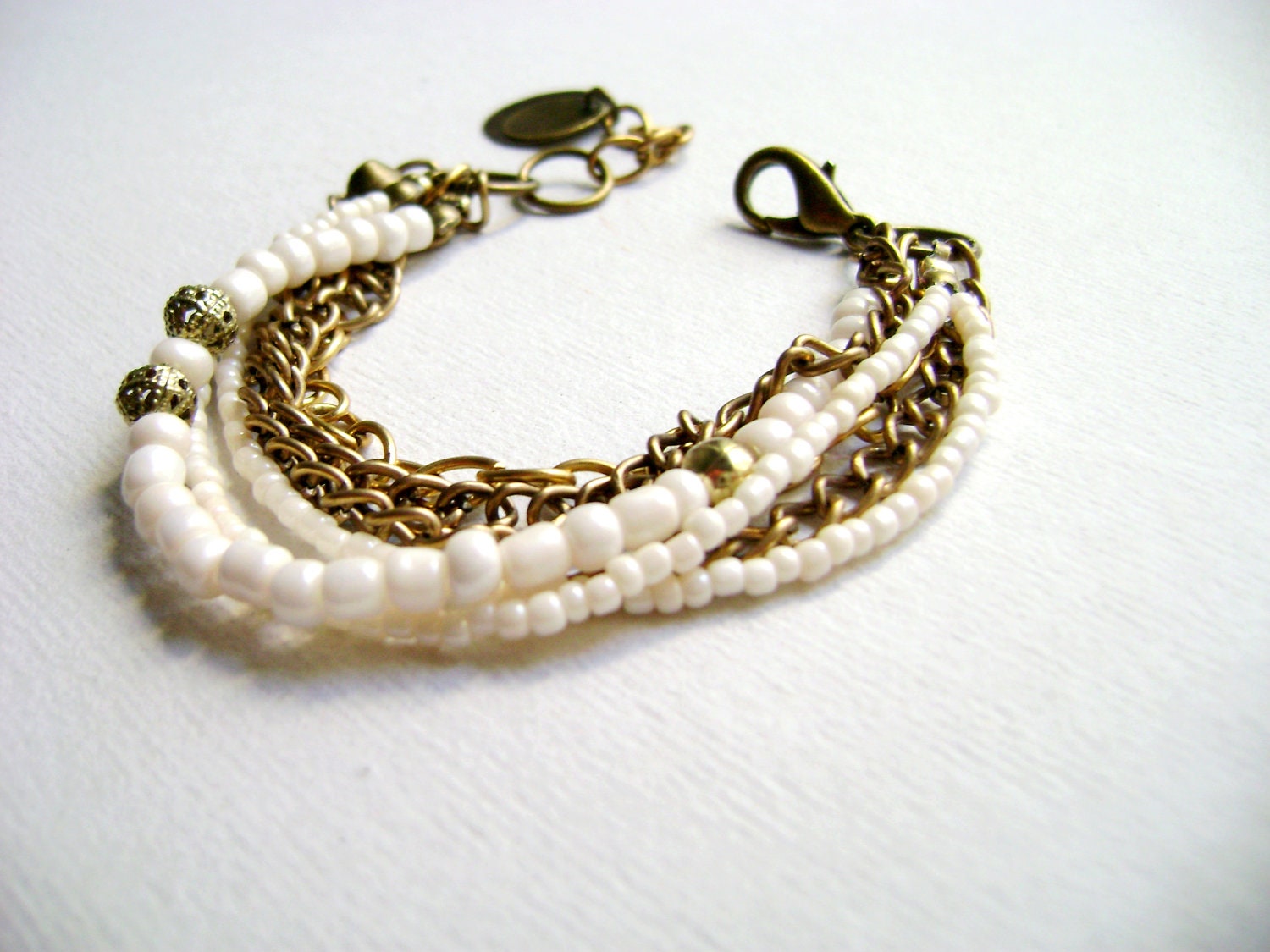 My charm - delicate romantic boho chic ivory stacking bracelet etsy fashion