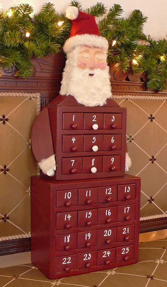 A unique wooden Santa Christmas Advent Calendar warm by pkre8tive