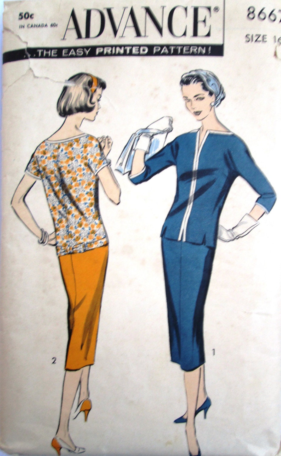 Advance 8667 Womens Blouse Pencil Skirt Sewing Pattern