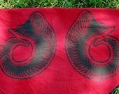 Ram Horns Bandana - Maroon Cotton - Black Ink - Screen Printed