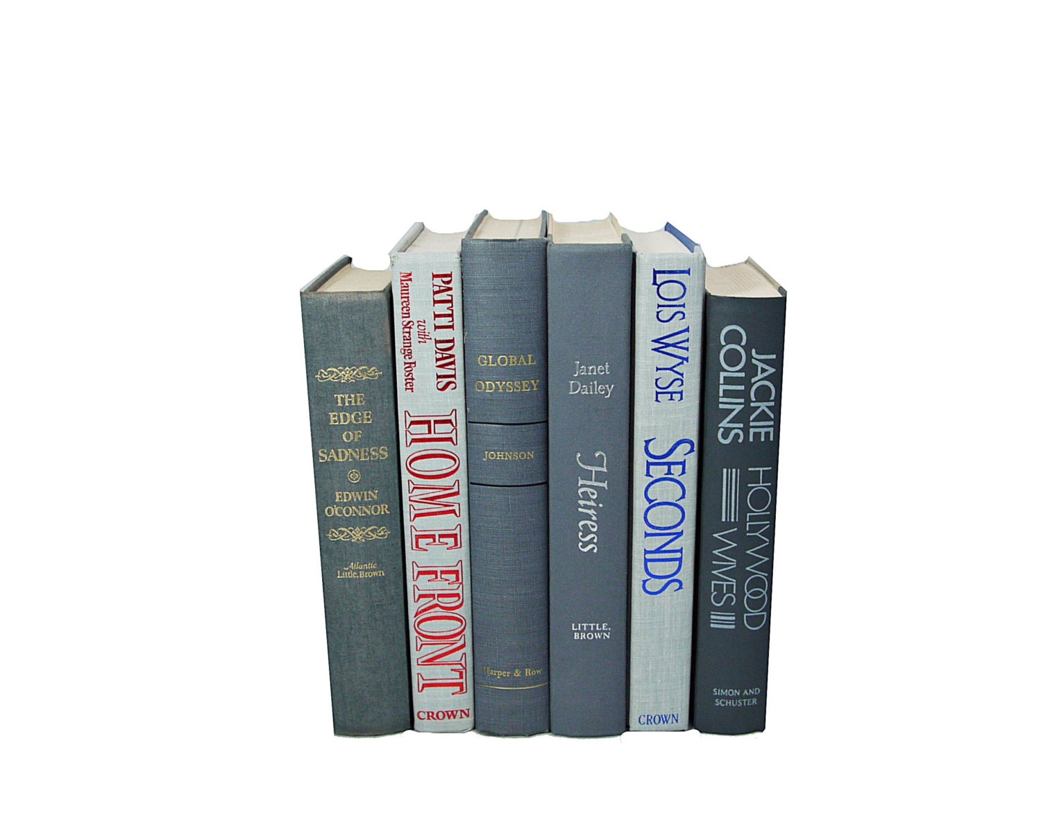 GRAY SHADES Decorative Books,Weddings, Centerpiece, Book collection, Instant Library, Home Office, blue