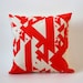 Shape Study Red-Orange Hand-Printed Pillow Cover