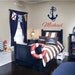 Nautical Vinyl Wall Decal Personalized Name Wall Decals Sailboat Anchor Wall Decals for Boy Baby Nursery Boys Room 22"Hx22"W Wall Art FS249