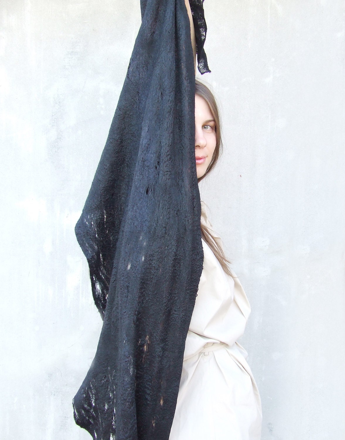 Black cobweb shawl scarf all seasons felting wool luxury cape gothic wedding bridesmaid idea for her fashion cij - Baymut